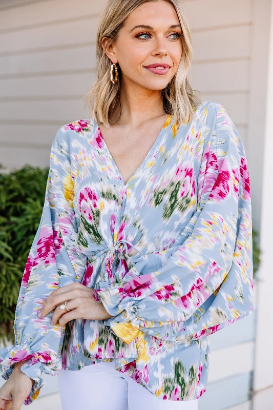 On Your Best Behavior Blue Floral Blouse