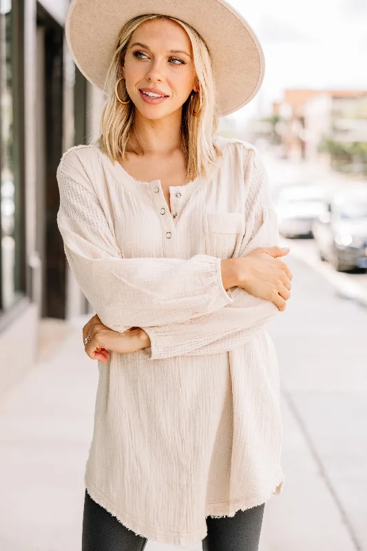 On A Breeze Vanilla White Cotton Tunic