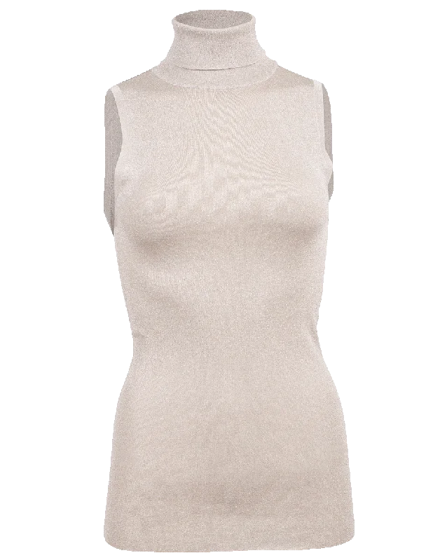 Sleeveless Lurex Turtleneck