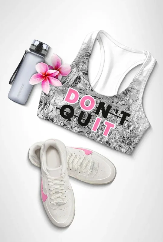 PINEAPPLE CLOTHING - Don't Quit White Black Seamless Racerback Sports Bra