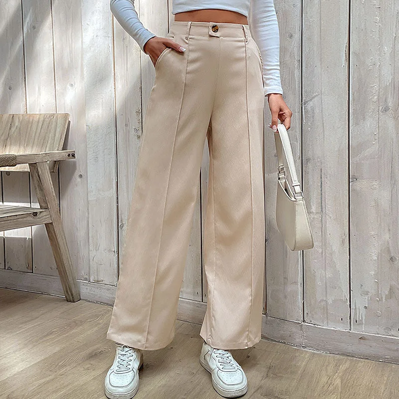 Solid Color Casual Wide Leg Trousers Wholesale Pants