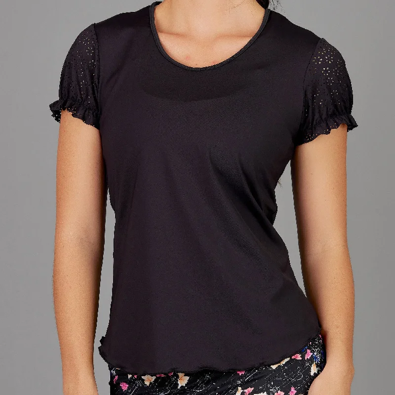 Dhalia Short-Sleeve Gather Top (black)