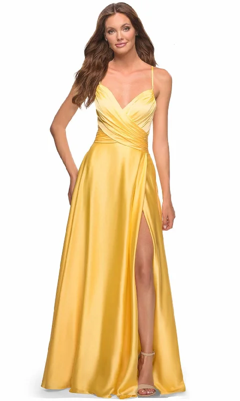 La Femme 30662 - Cross Bodice Satin Gown