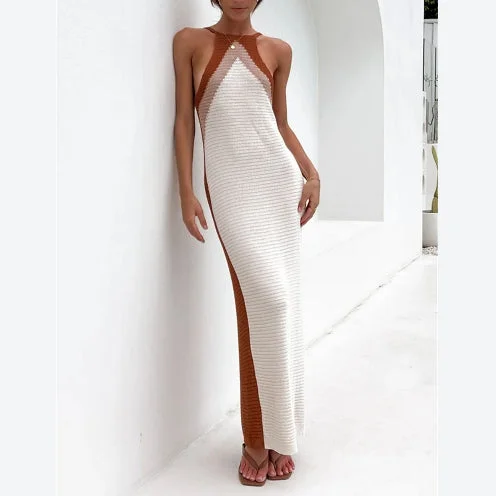 Summer Beach Knitted Maxi Dress for Vacation Sleeveless Backless Straps Wholesale Maxi Dresses