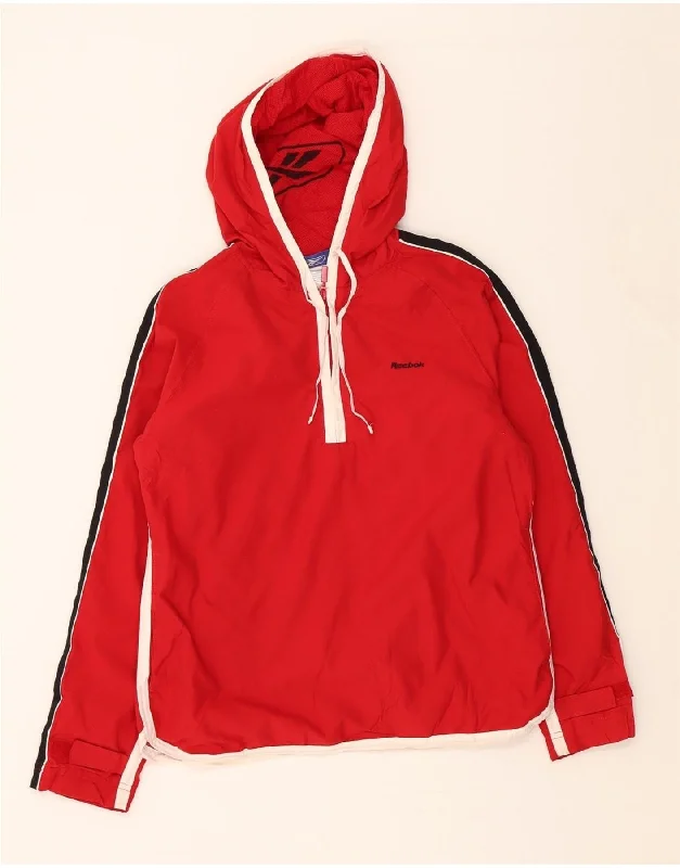 REEBOK Womens Hooded Pullover Rain Jacket UK 10 Small Red Colourblock