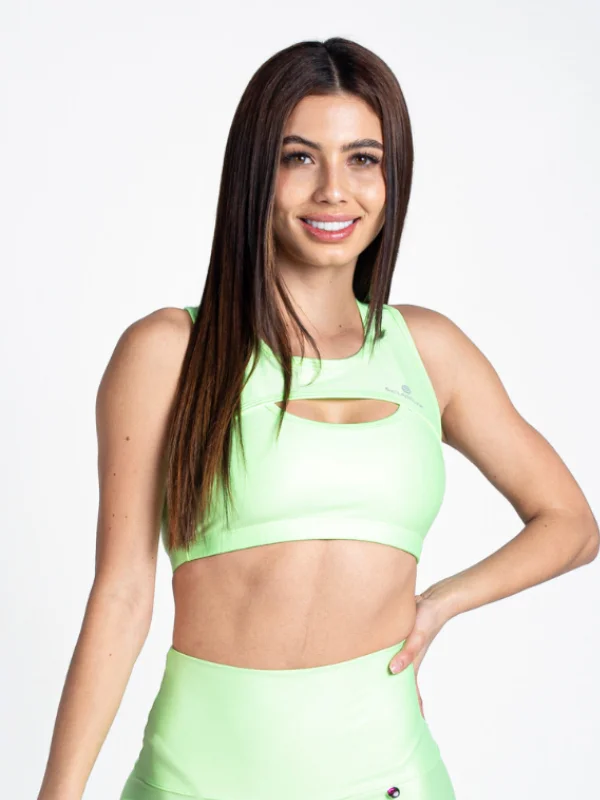 Vibes Front Cut Sport Bra- Neon Green