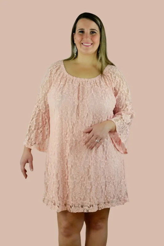 Curvy Peach Lace Dress