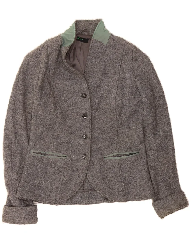 BENETTON Womens 4 Button Blazer Jacket UK 14 Large Grey