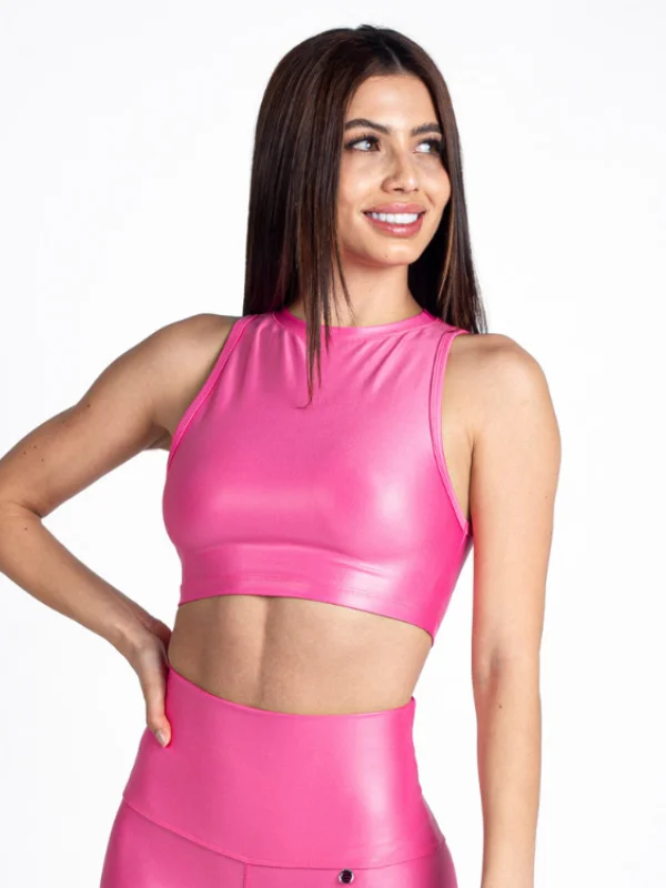 Vibes Cropped Top-Pink