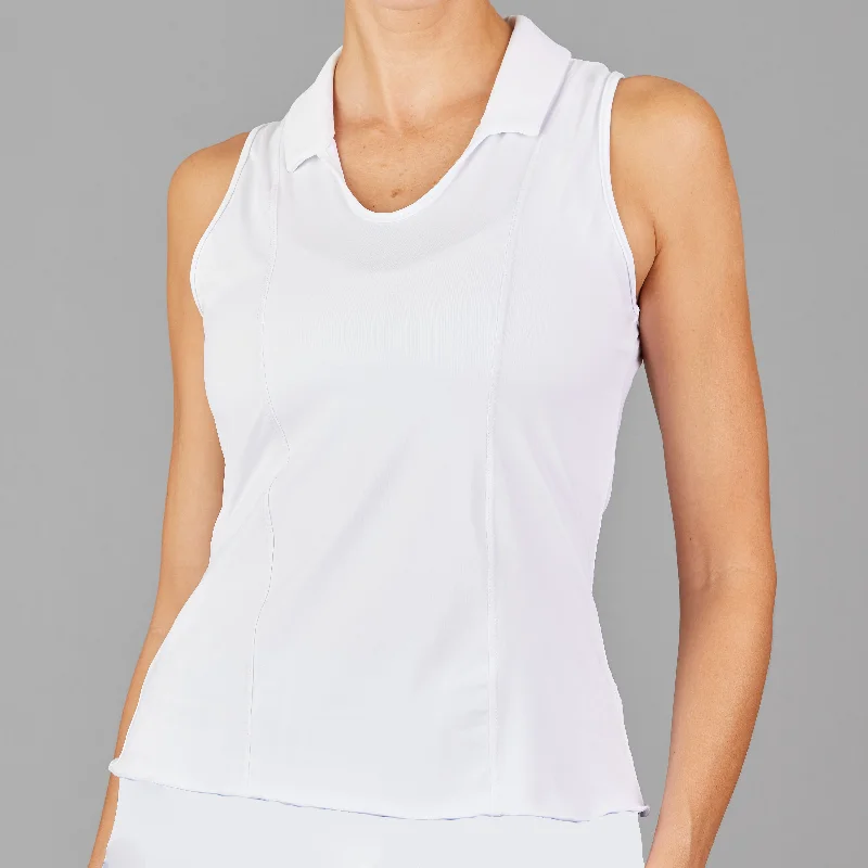 Dahlia Sleeveless Collar Top (White)