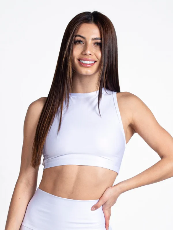 Vibes Cropped Top-White