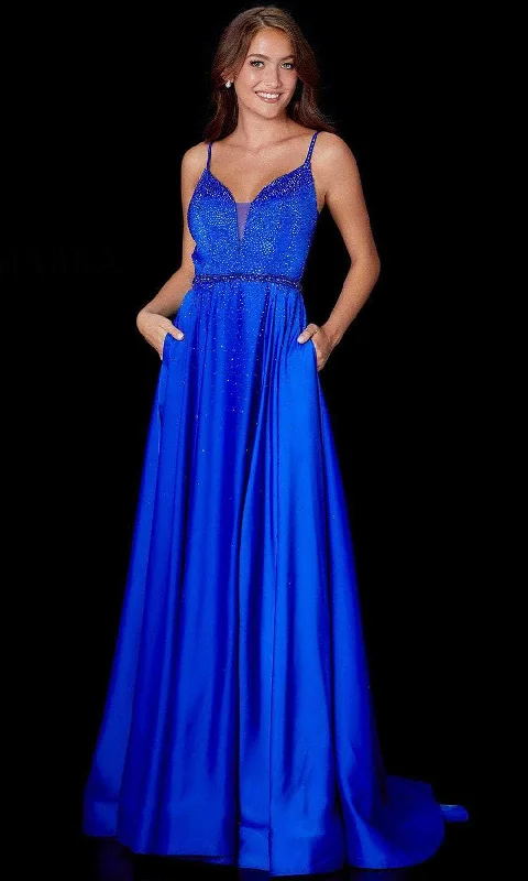 Amarra 87234 - Jeweled Satin A-Line Prom Dress