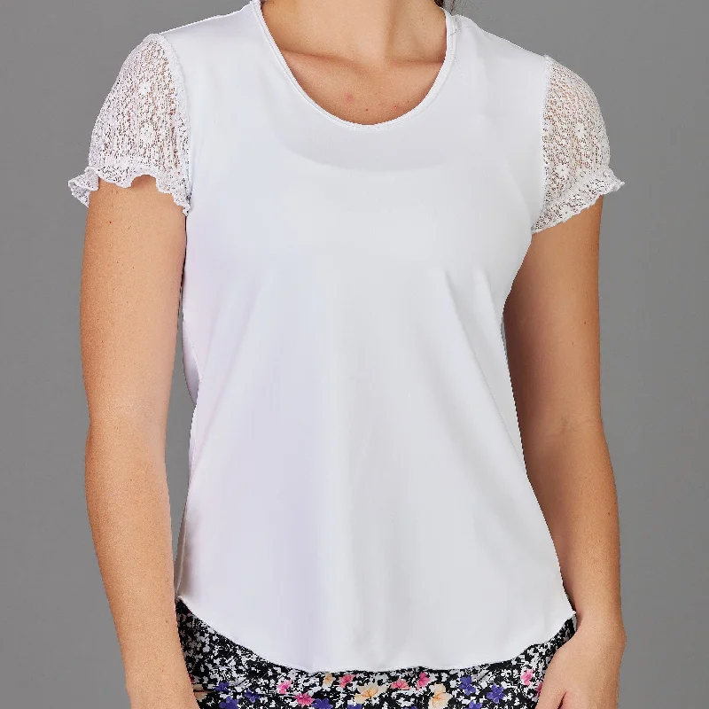 Whisper Short-Sleeve Gather Top (white)