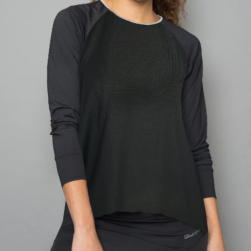 Black Textured Long-sleeve Top