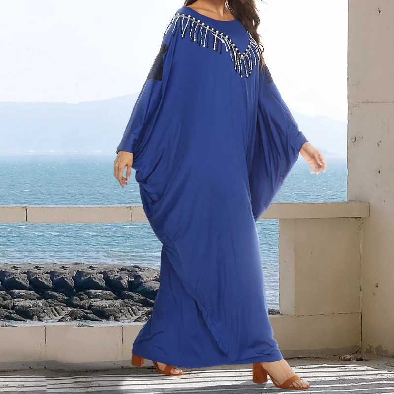 Tassel Bat Sleeves Wholesale Maxi Dress