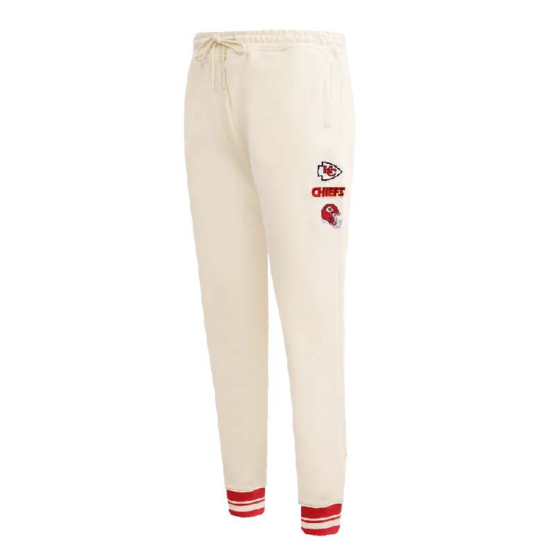 NFL KANSAS CITY CHIEFS RETRO CLASSIC WOMEN'S RIB SWEATPANT (EGGSHELL/ RED)