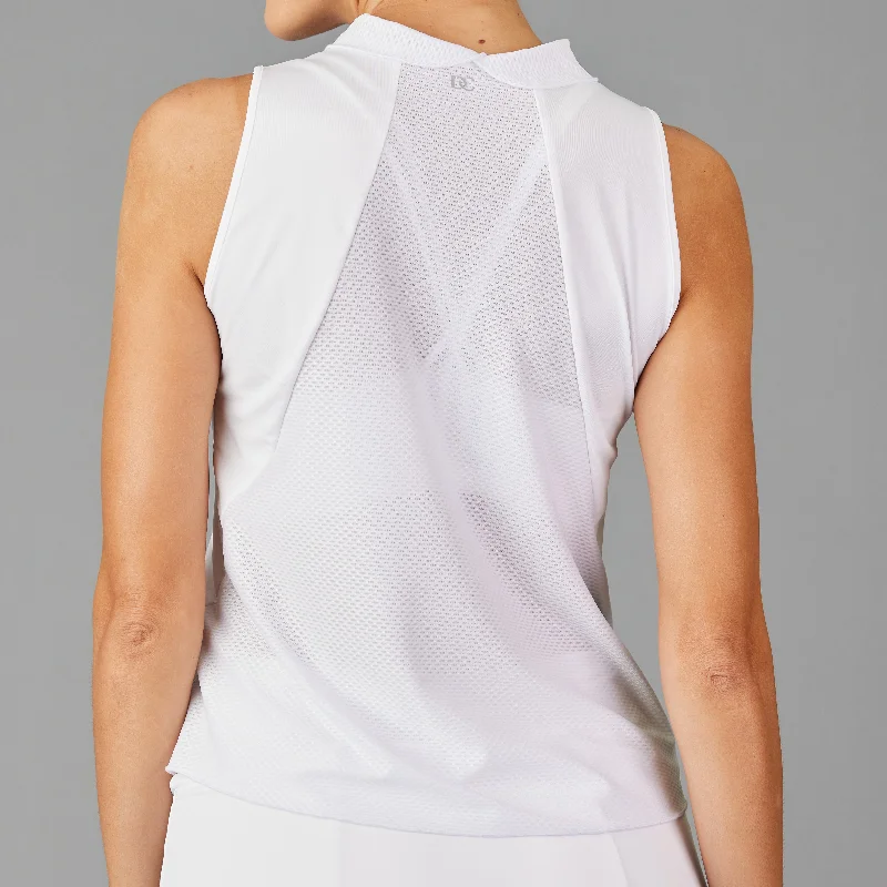 Luminance Sleeve-less Collar Top (white)