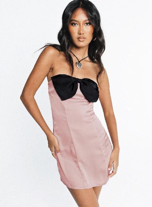 Kesy Bow Tie Mini Dress Pink / Black