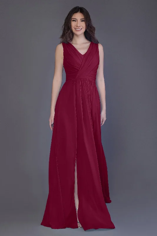 Sheath-Column Floor Length Chiffon Bridesmaid Dress PR3499