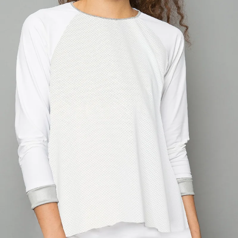 White Textured Long-sleeve Top