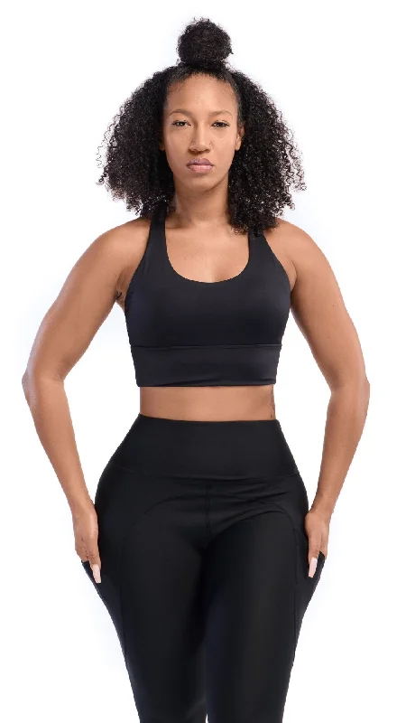 Ansa Medium Impact Sports Bra - Black - FINAL SALE