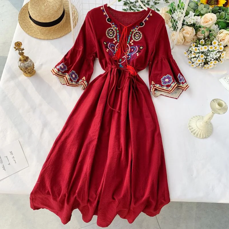 Bohemian Ethnic Summer Dress, Embriodered, Boho Dress For Women