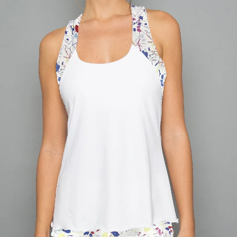 Strokes Racerback Top (white/print)